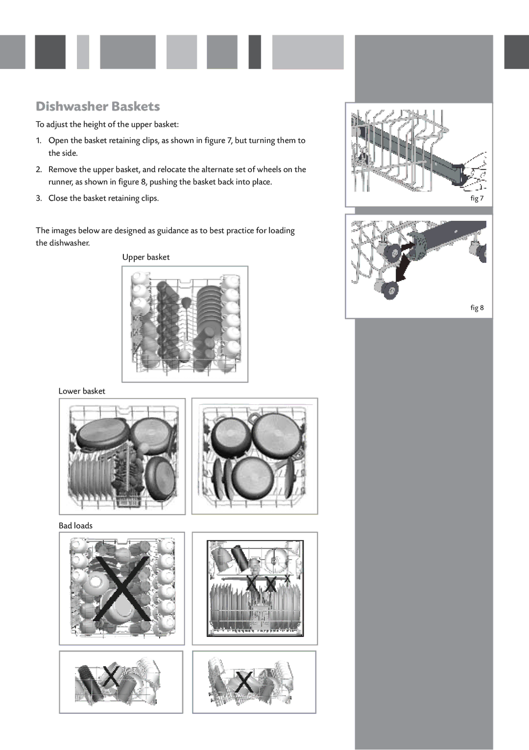 CDA WF140 manual Dishwasher Baskets 