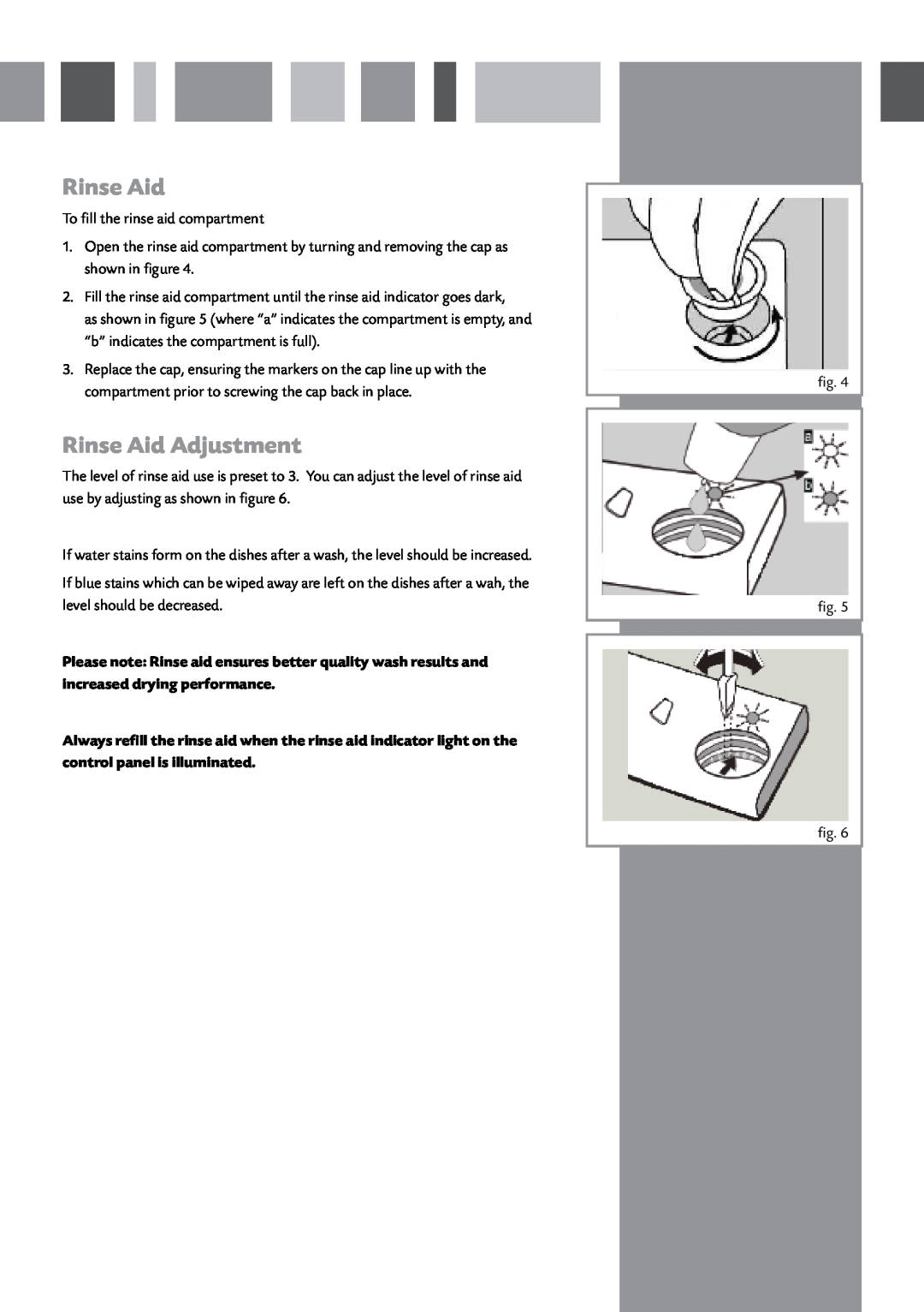 CDA WF140 manual Rinse Aid Adjustment 
