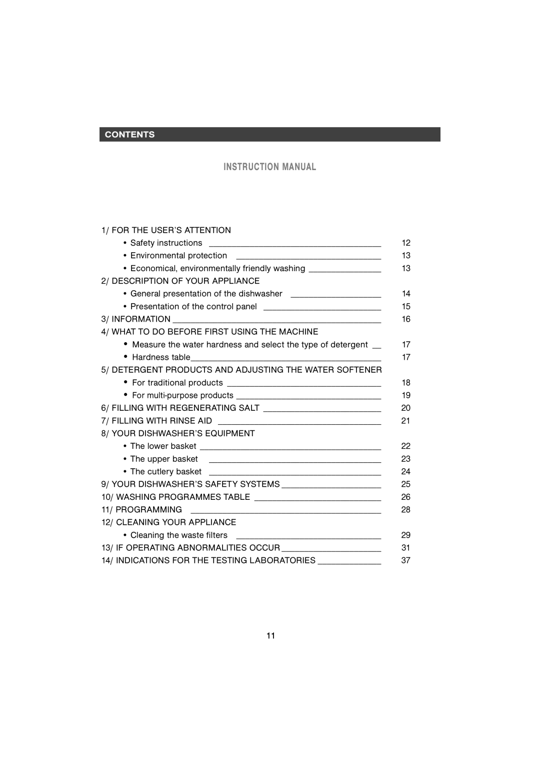 CDA WF250SS manual Contentscontents 