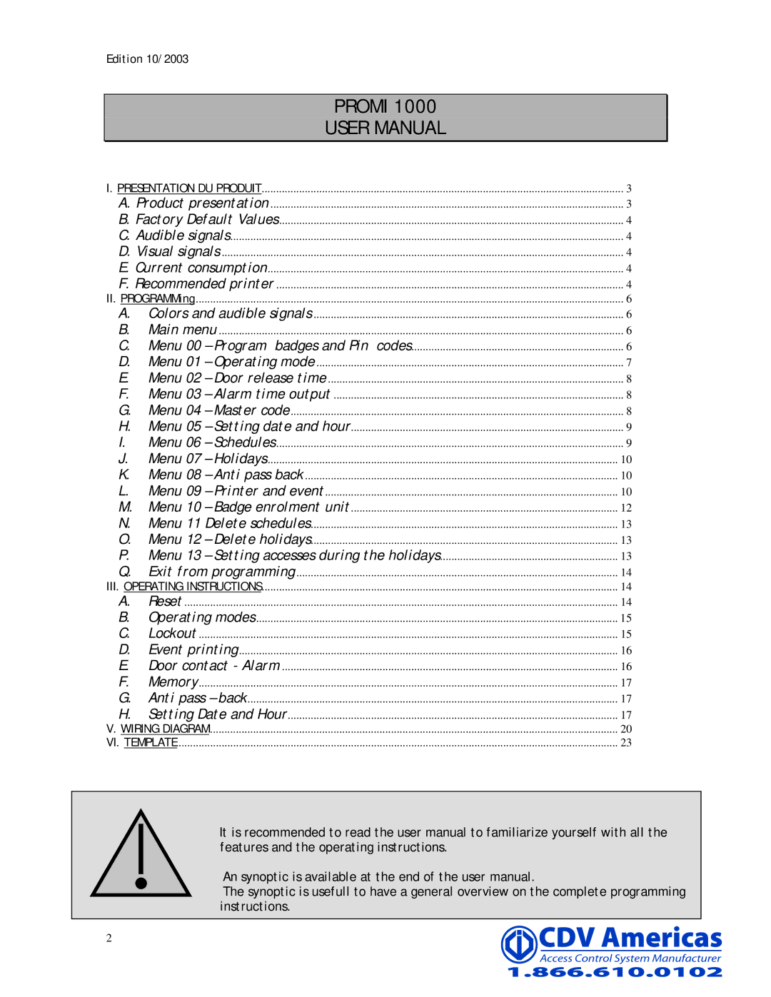 CDV Software PROMI 1000 manual Promi 