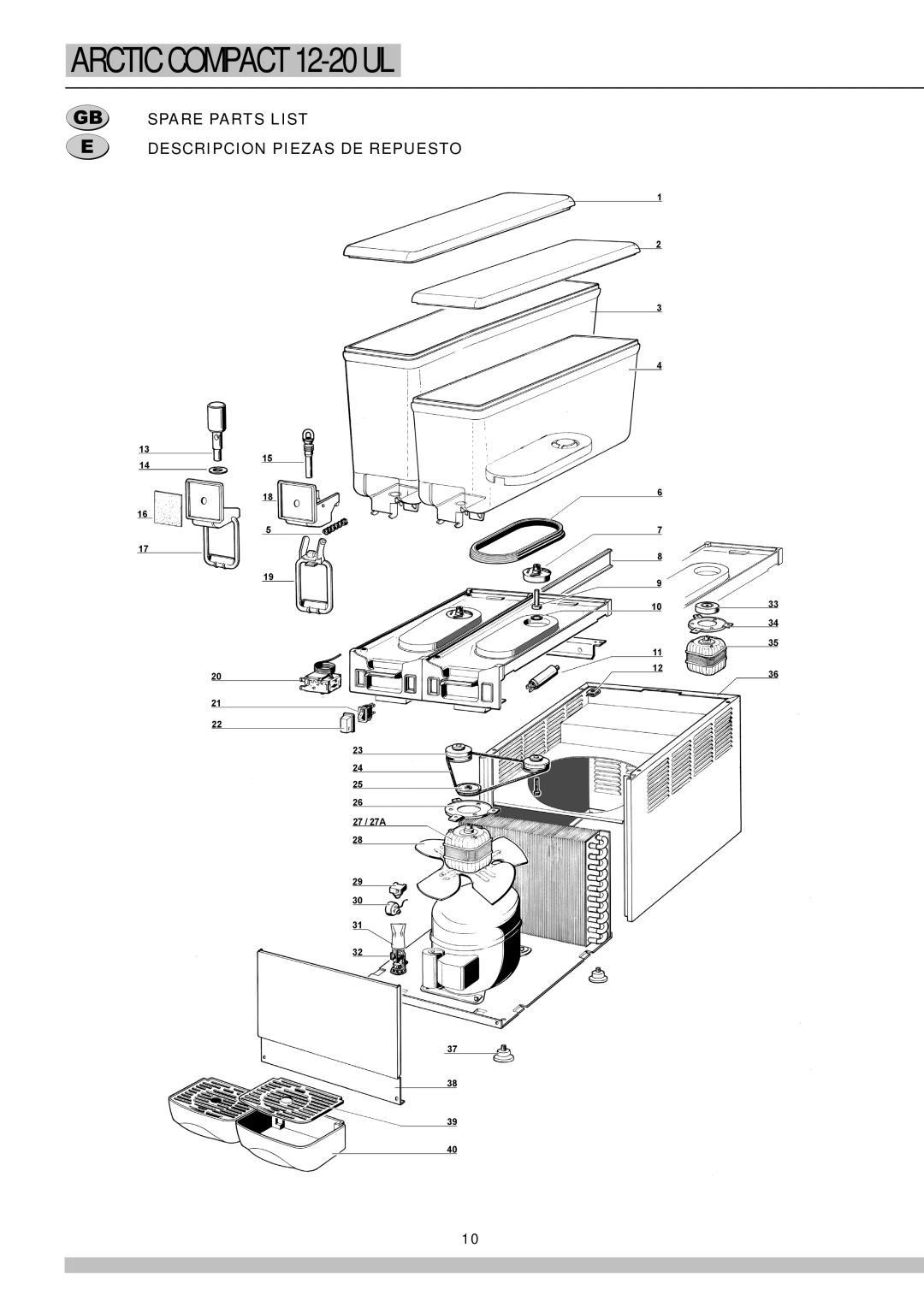 Cecilware 12-20 UL manual Spare Parts List Descripcion Piezas DE Repuesto 