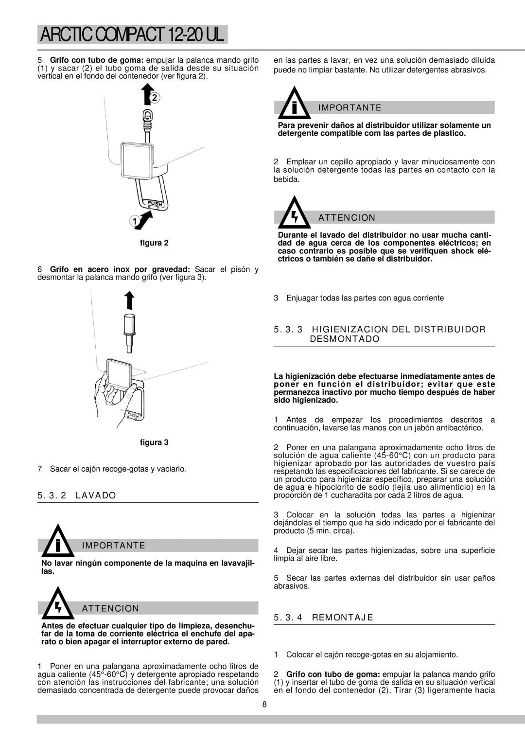 Cecilware 12-20 UL manual Higienizacion DEL Distribuidor Desmontado, Remontaje 