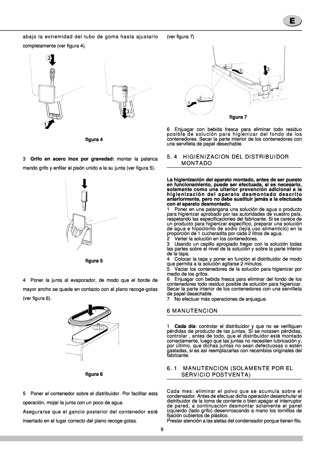 Cecilware 12-20 UL manual Higienizacion Del Distribuidor Montado, Manutencion, figura 