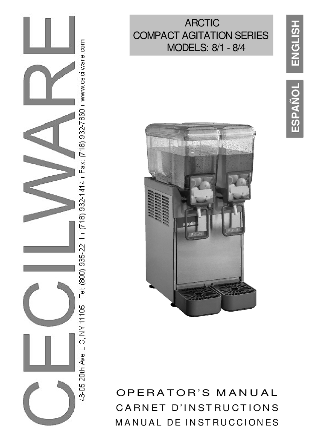 Cecilware manual Arctic Compact Agitation Series Models 8/1 8/4 