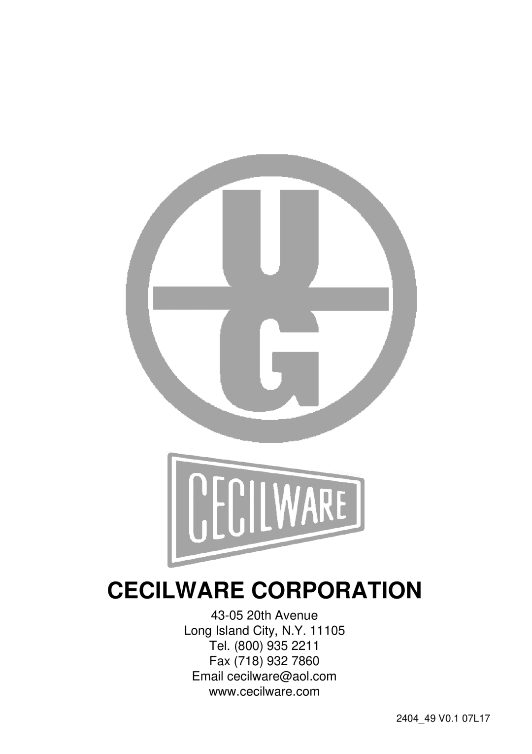 Cecilware 8/1, 8/4 manual Cecilware Corporation 