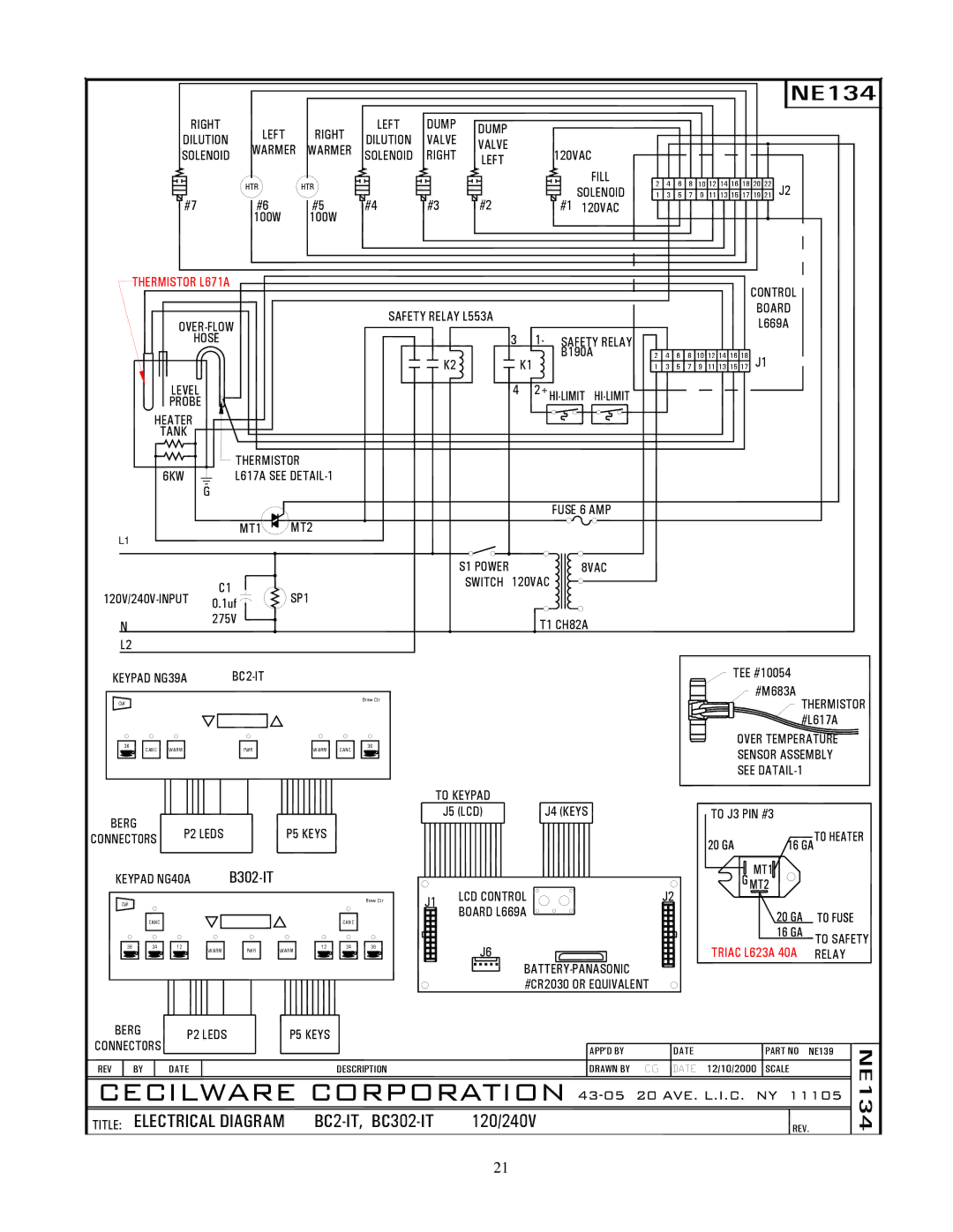 Cecilware BC2-IT, BC301-IT, BC302-IT specifications 120/240V 