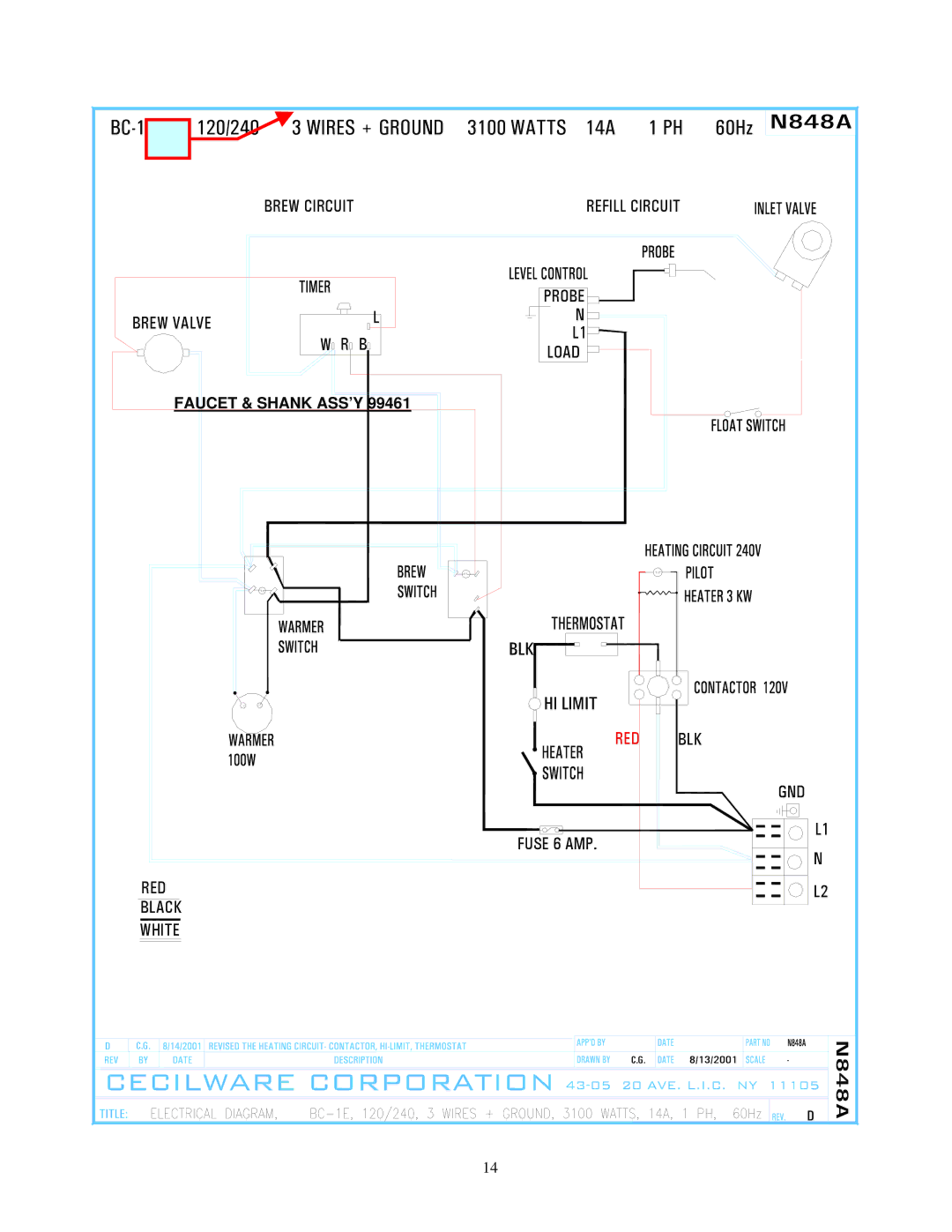 Cecilware BC302, BC301, BC120, BC240 specifications 60Hz, White 