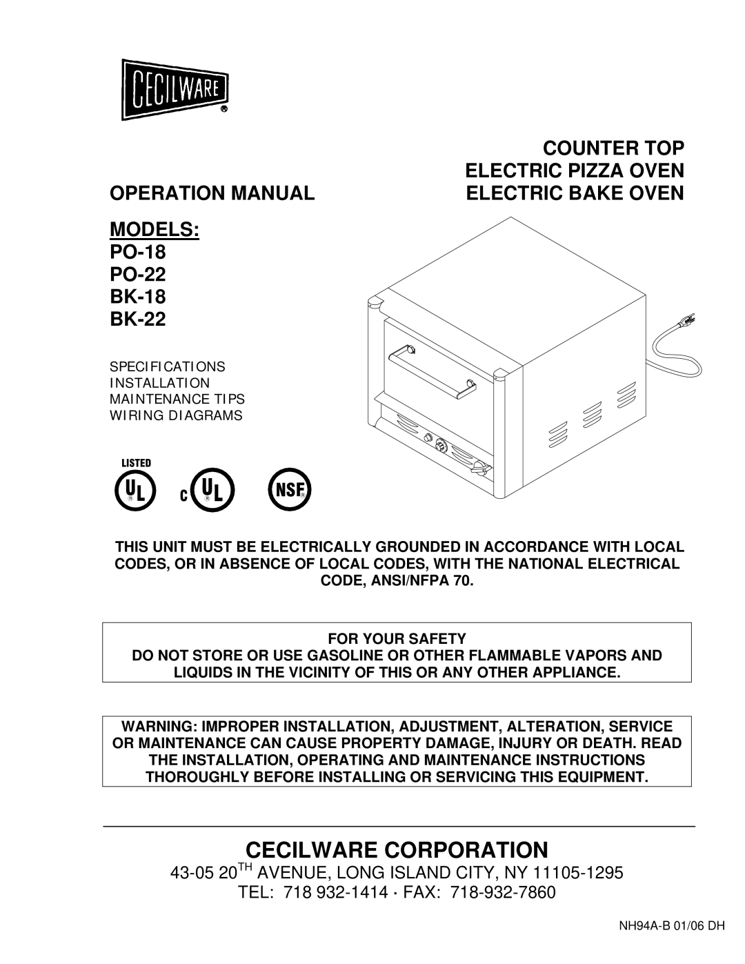 Cecilware BK-18, BK-22 operation manual Cecilware Corporation 