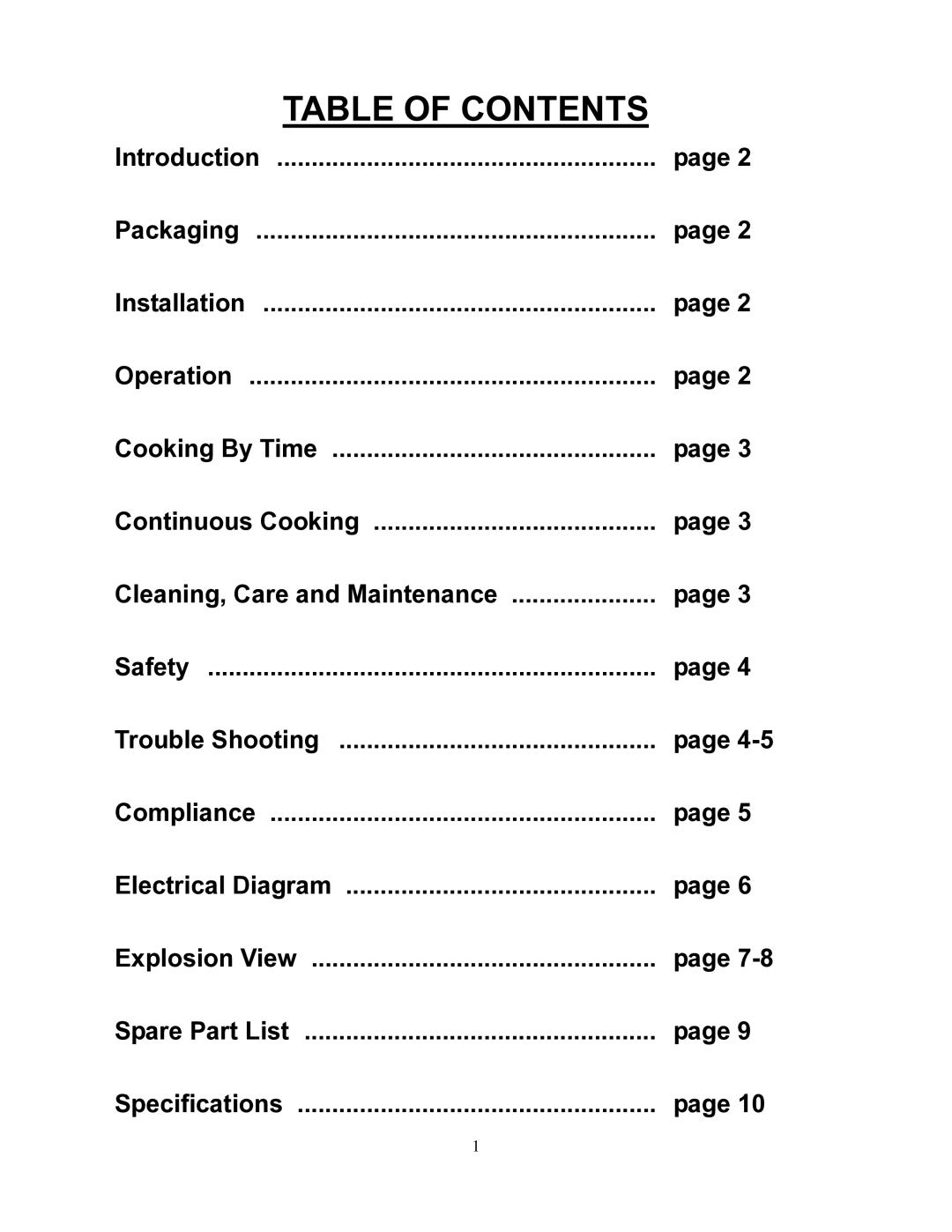 Cecilware CMS24Q, CMS24M operation manual Table of Contents 