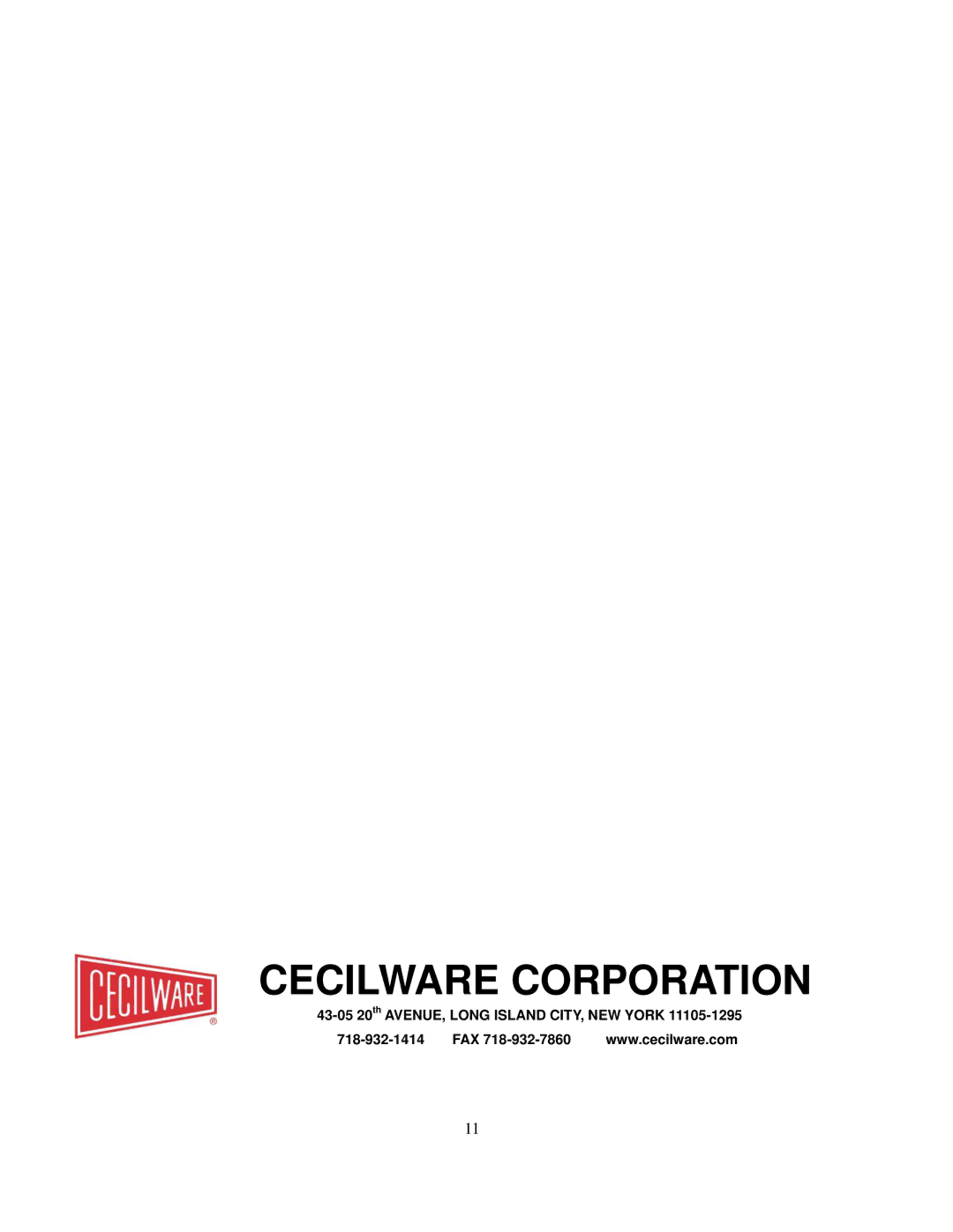 Cecilware CT-250, CT-500, CT-750 operation manual Cecilware Corporation 