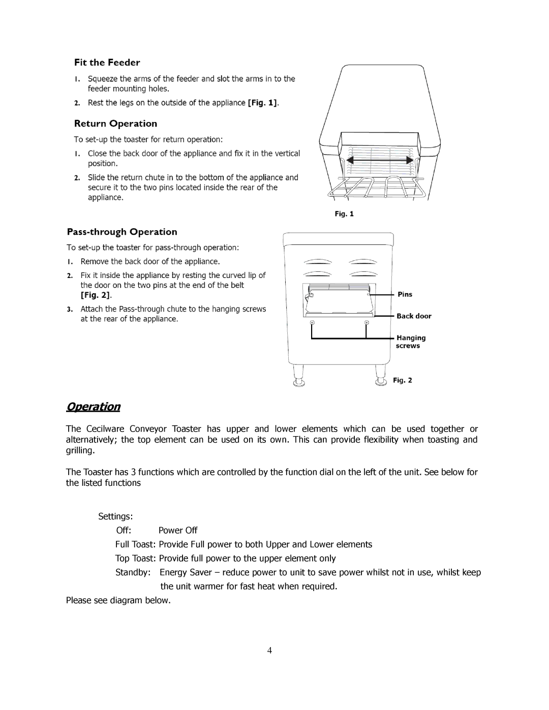 Cecilware CT-750, CT-250, CT-500 operation manual Operation 