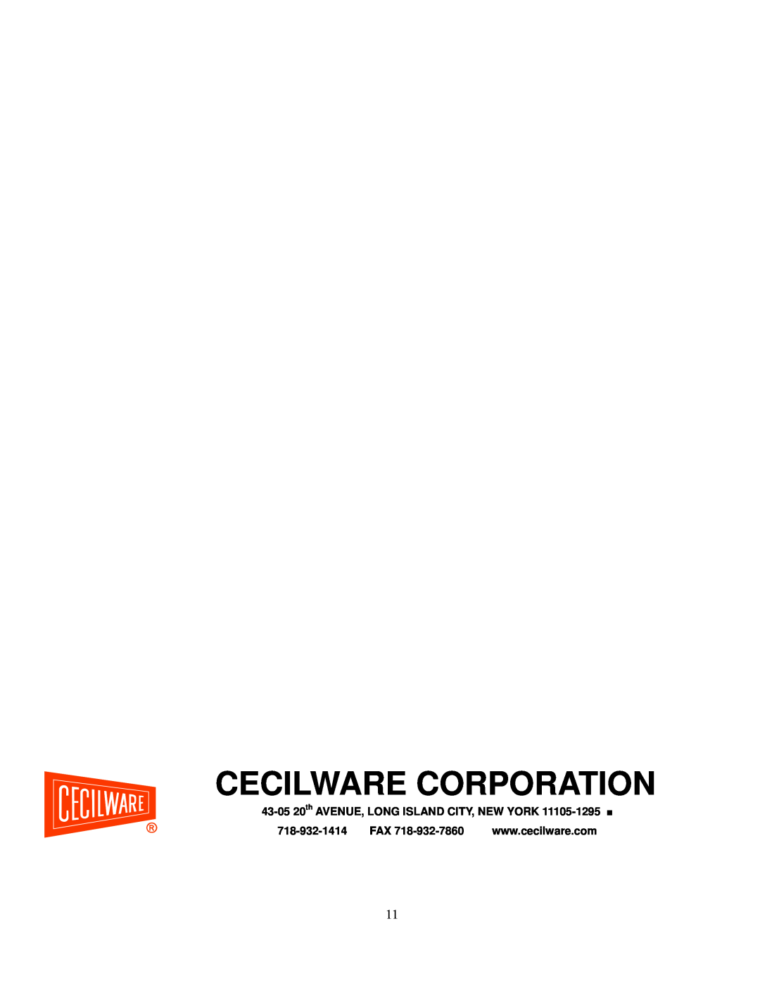 Cecilware EL-1624, EL-1636 operation manual Cecilware Corporation, 43-05 20th AVENUE, LONG ISLAND CITY, NEW YORK 