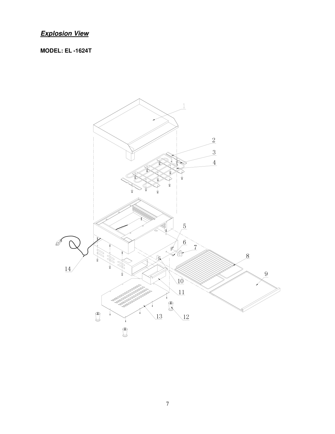 Cecilware EL-1624T, EL-1636T operation manual Explosion View 