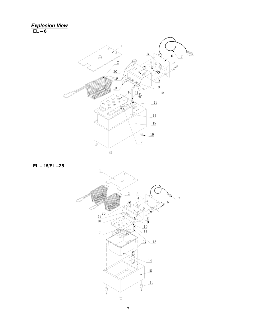 Cecilware EL-25, EL-2x6, EL-2x15, EL-2x25, EL-15, EL-6 operation manual Explosion View 