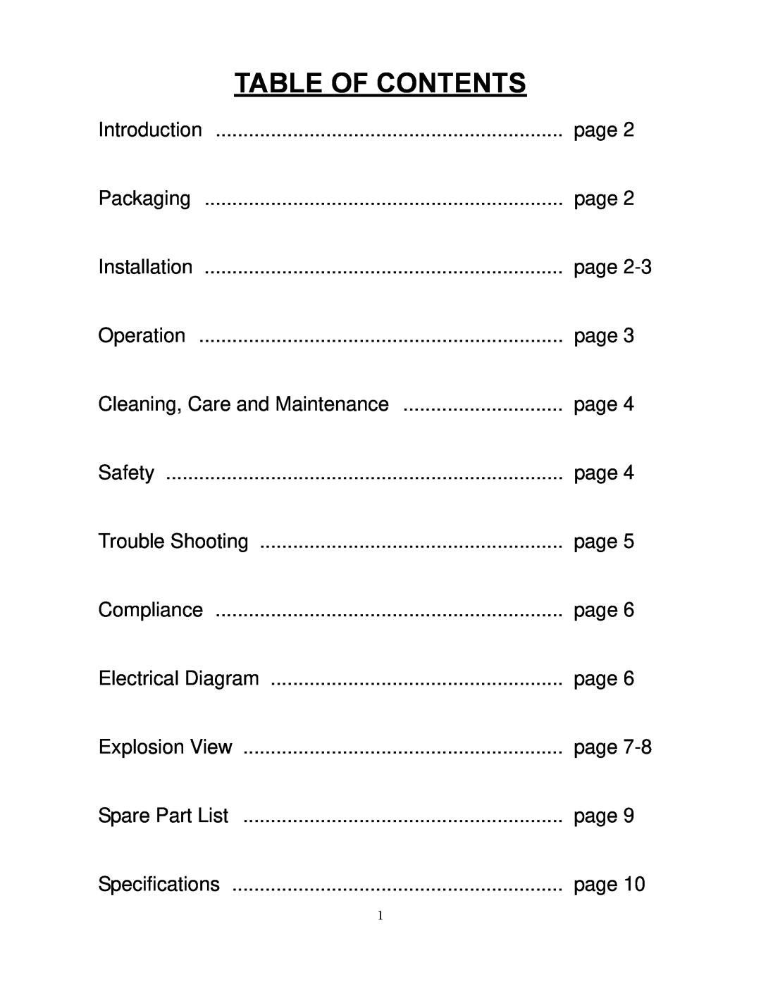 Cecilware EL-25, EL-2x6, EL-2x15, EL-2x25, EL-15, EL-6 operation manual Table Of Contents 