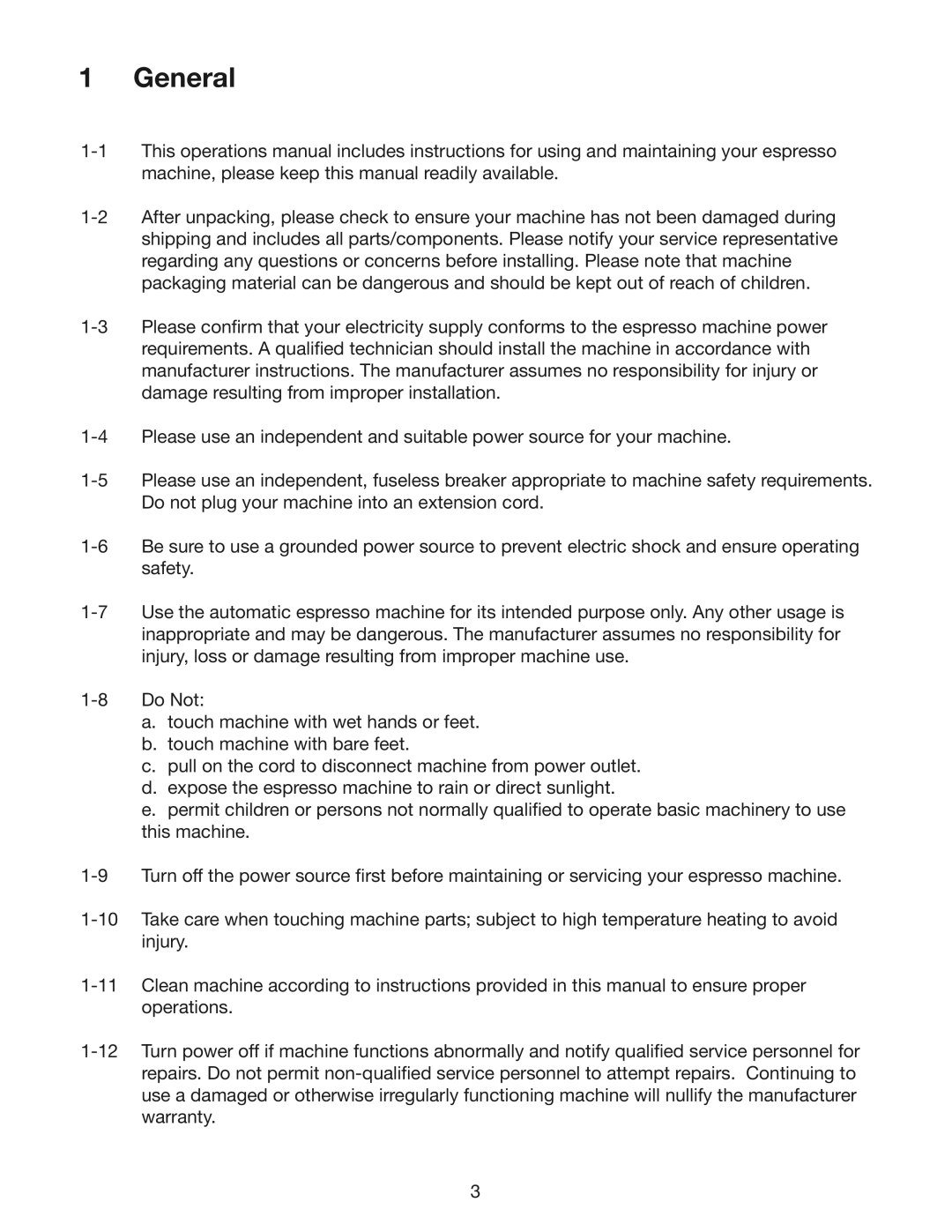 Cecilware ESP3, ESP1, ESP2 instruction manual General 