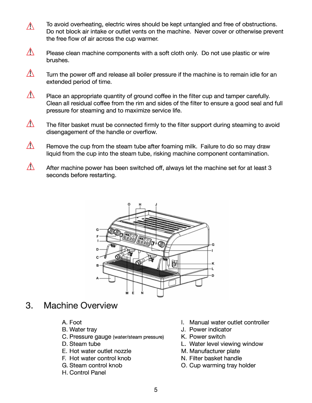 Cecilware ESP2, ESP3, ESP1 instruction manual Machine Overview 