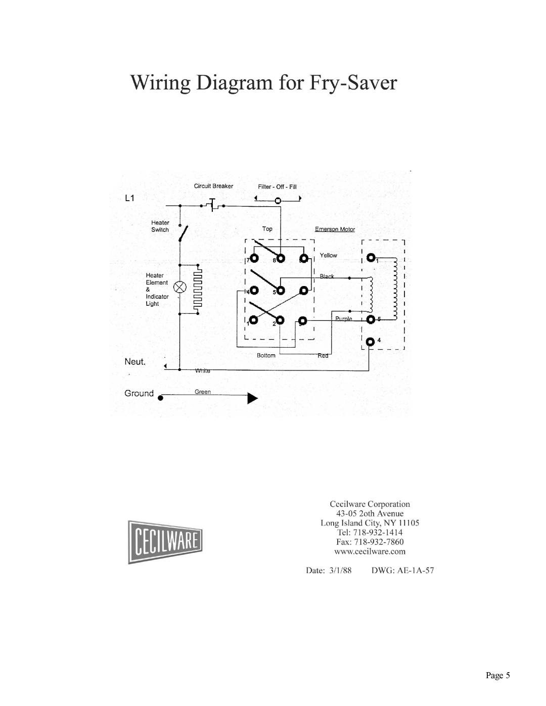 Cecilware F-150, F-60, F-100 service manual 