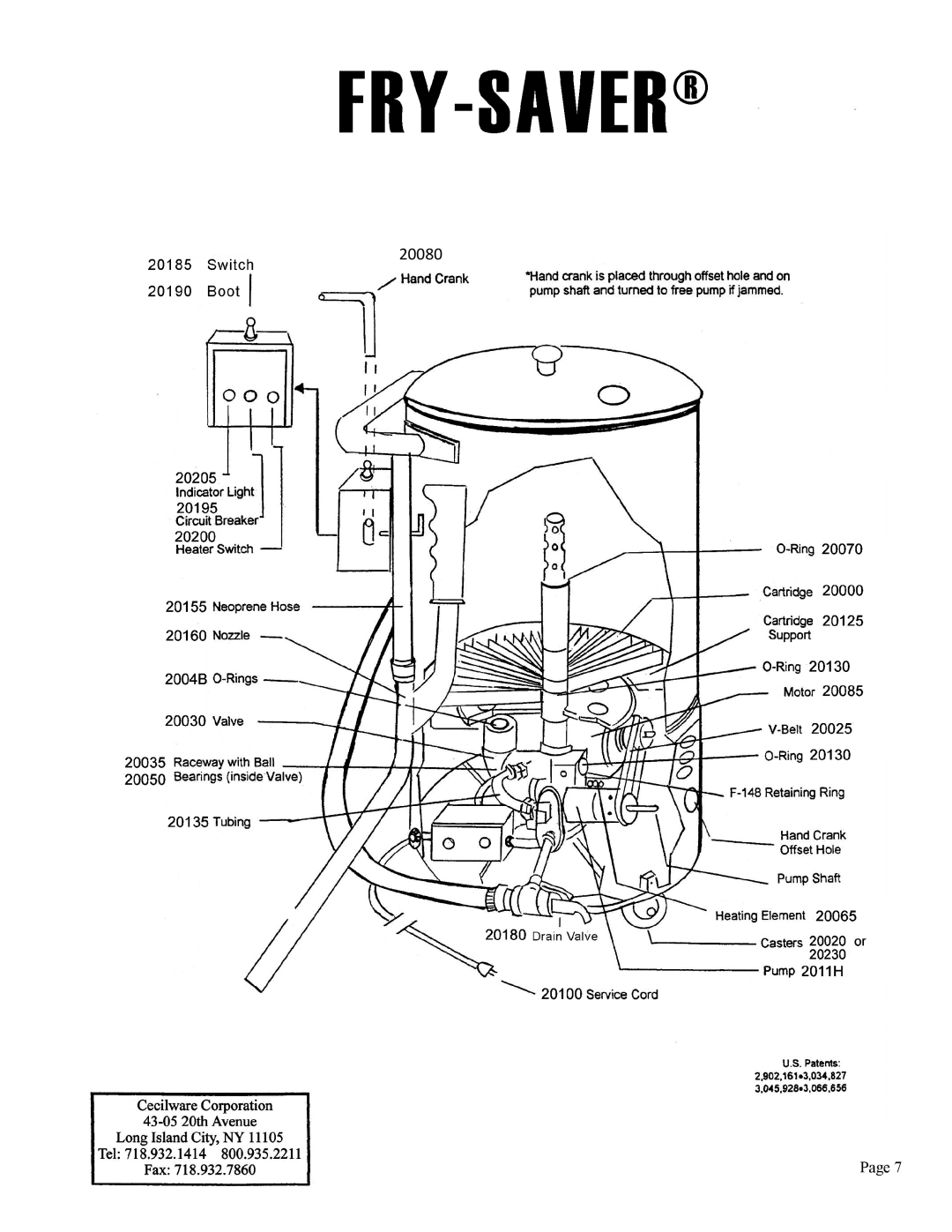 Cecilware F-100, F-60, F-150 service manual 20080 