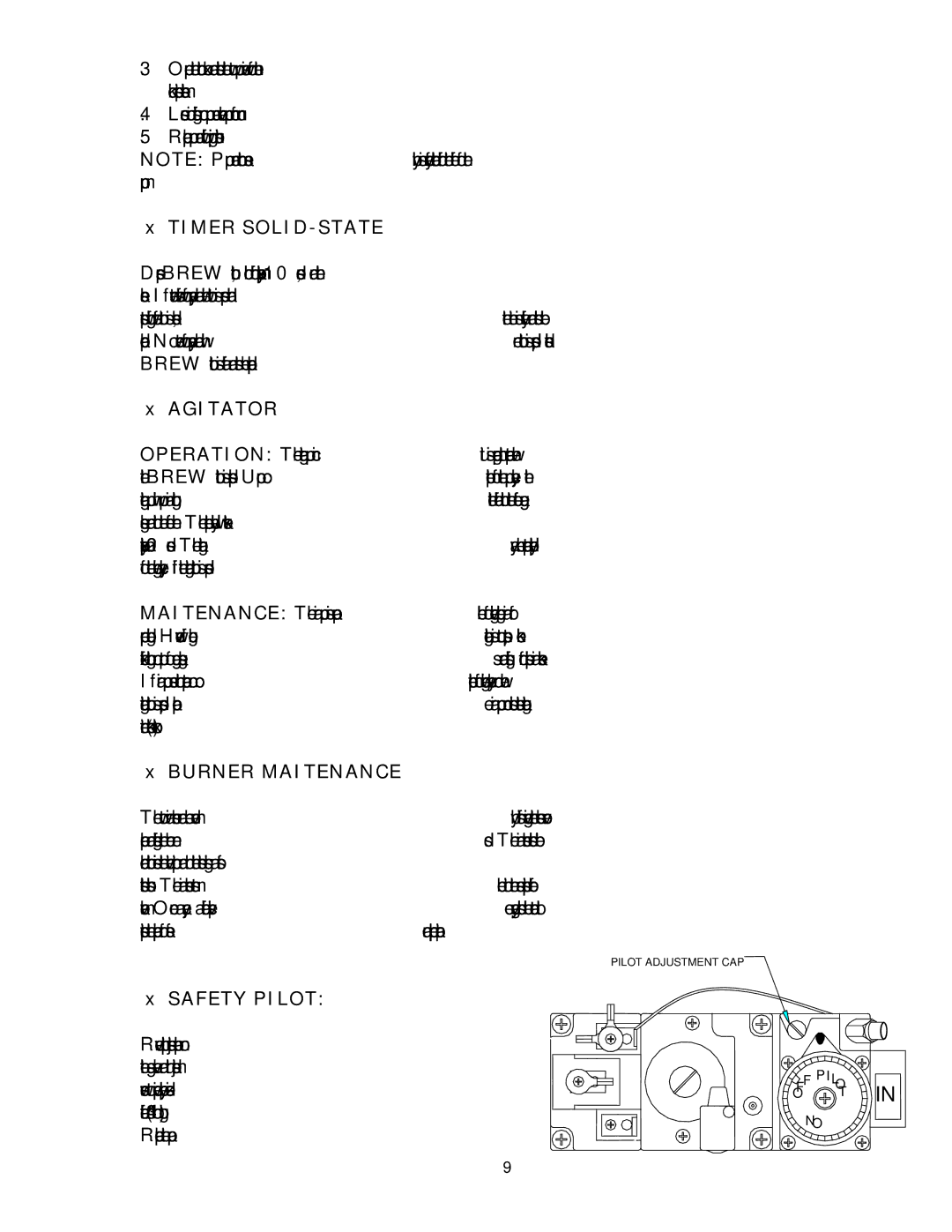 Cecilware FE-100G operation manual Timer SOLID-STATE, Agitator, Burner Maitenance, Safety Pilot 