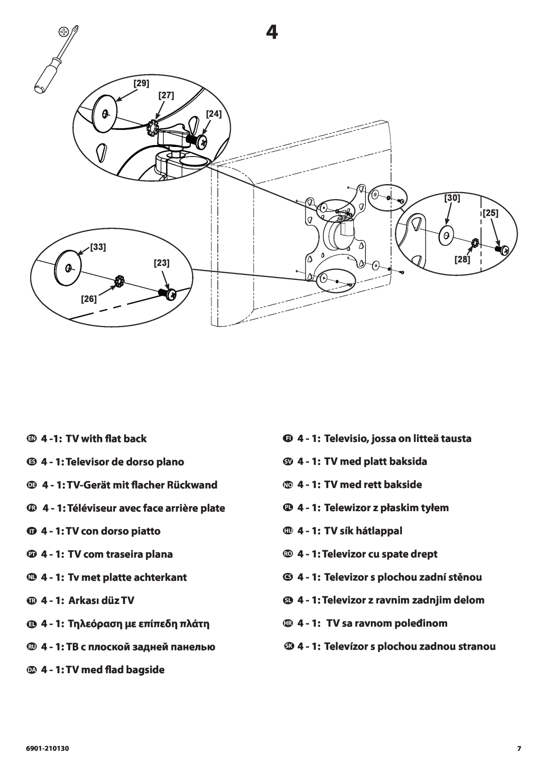 Cecilware FFSF1A manual 4 -1 TV with flat back 4 - 1 Televisor de dorso plano 