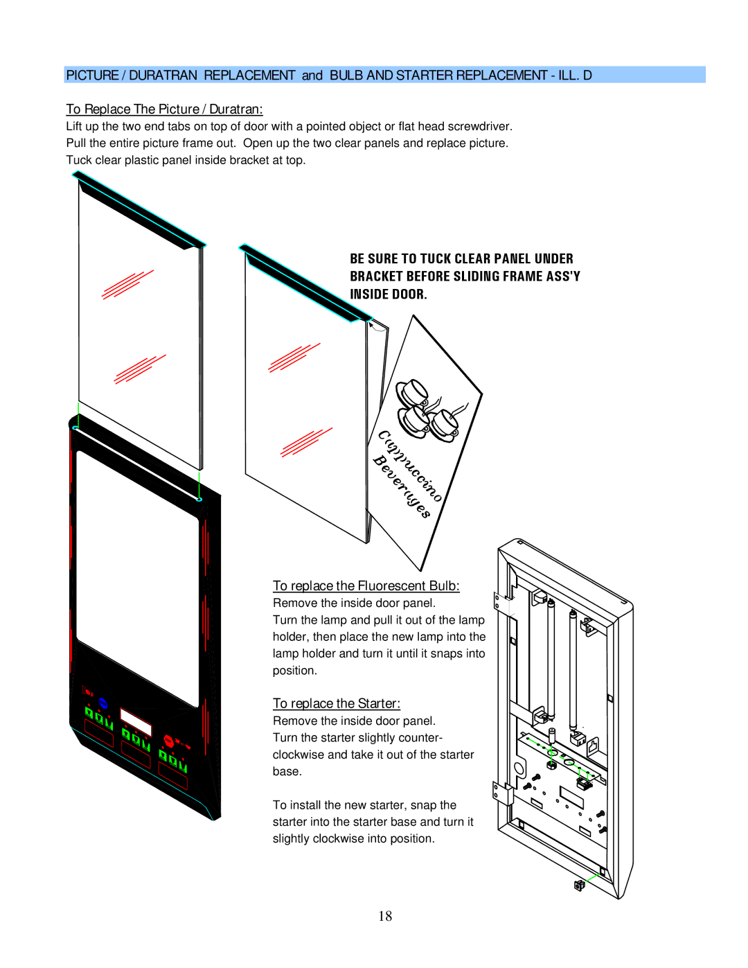 Cecilware GB-IT operation manual To replace the Fluorescent Bulb 