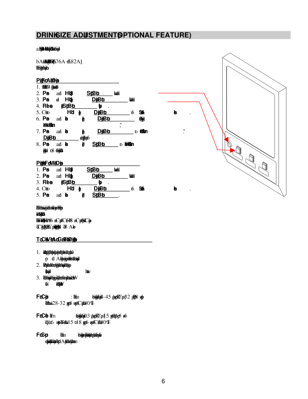 Cecilware GB4P, GB2P, GB1P, GB3P operation manual Drink Size Adjustments Optional Feature 