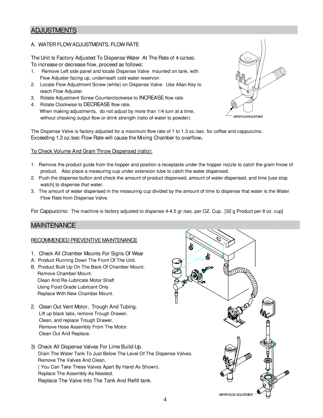 Cecilware GB1CP, GB3CP, GB1HC-CP-PC*, GB2-CP, GB2CP, GB2HC-CP-PC* manual Adjustments, Maintenance 