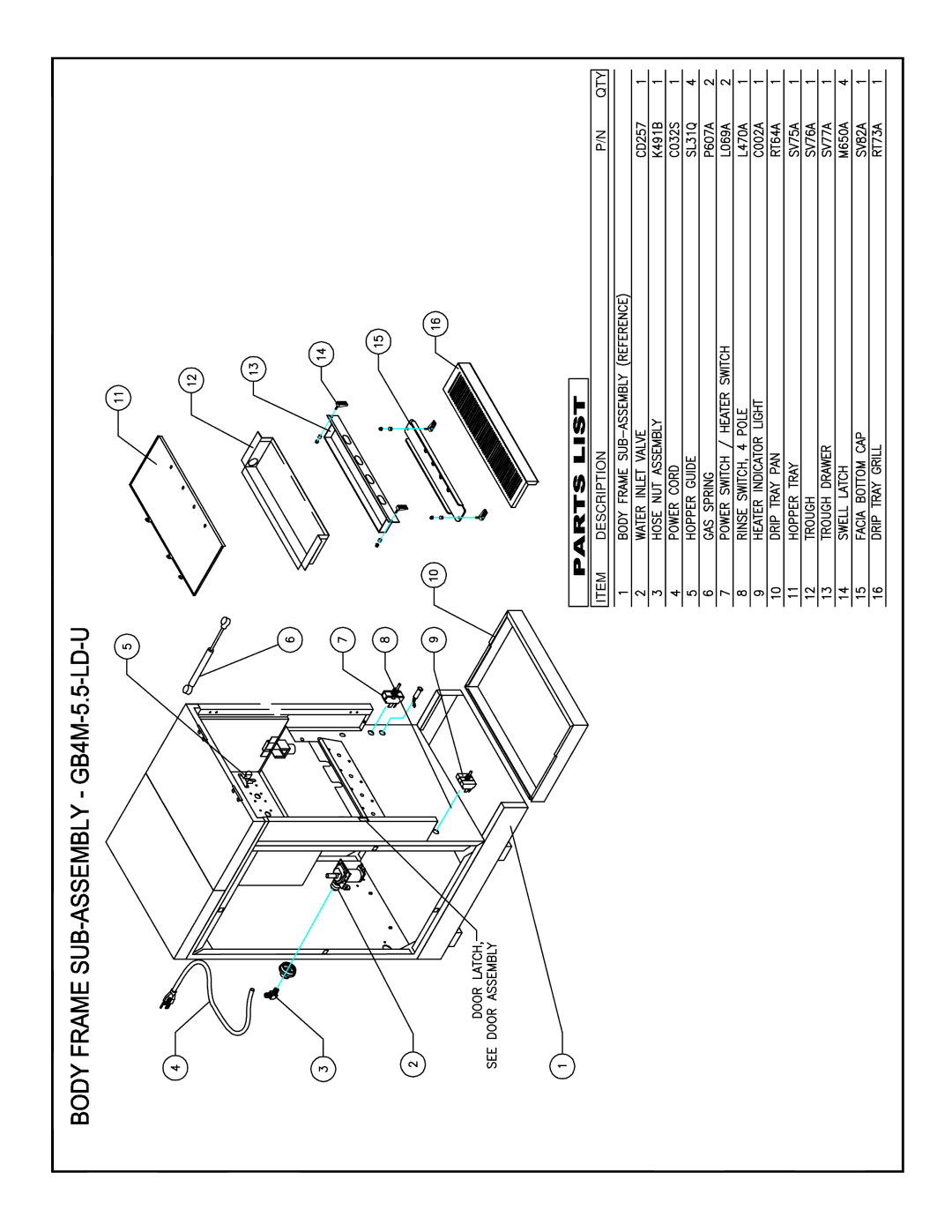 Cecilware GB6M-10-LD-U, GB5-LD-U, GB4M-5.5-LD-U, GB8M-10-LD-U operation manual Description QTY 