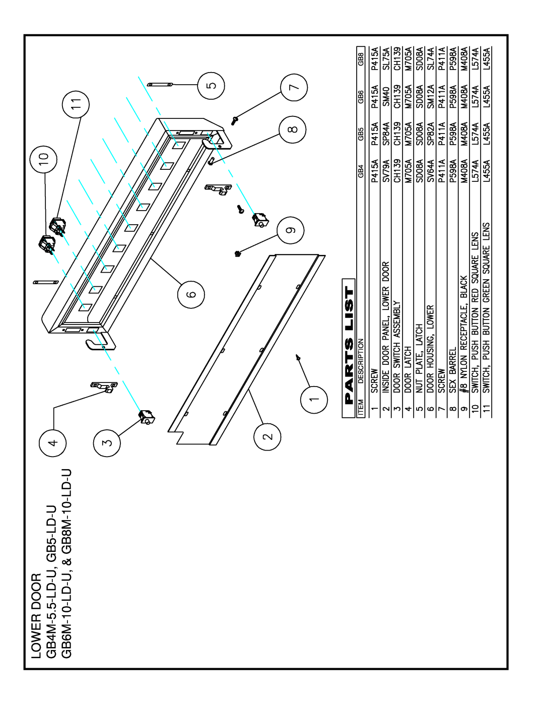 Cecilware operation manual LOWER DOOR GB4M-5.5-LD-U, GB5-LD-U, GB6M-10-LD-U,& GB8M-10-LD-U, Description 