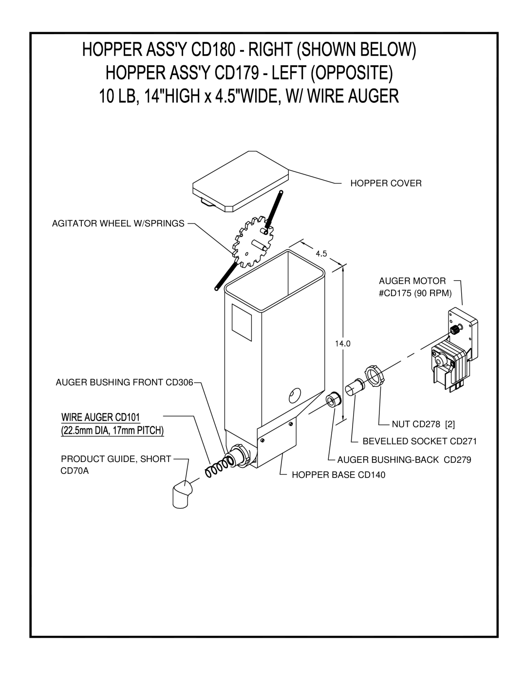 Cecilware GB8MP-10-LD-U, GB6MP-10-LD-U, GB5MV-10-LD operation manual NUT CD278 