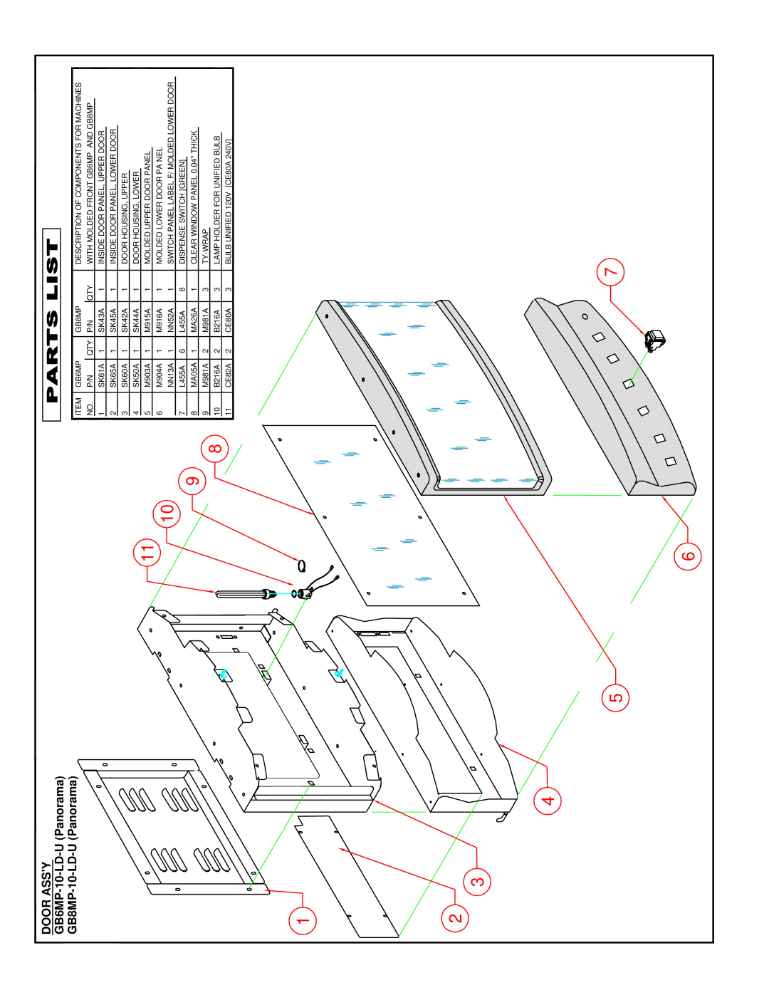 Cecilware GB5MV-10-LD, GB6MP-10-LD-U, GB8MP-10-LD-U operation manual Door Assy 