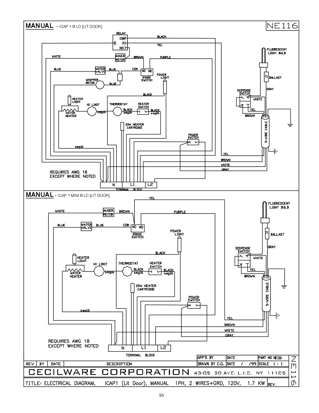 Cecilware ICAP1-P, ICAP-MINI, WHIPPER MINI specifications Manual Icap 1 B LD LIT Door 