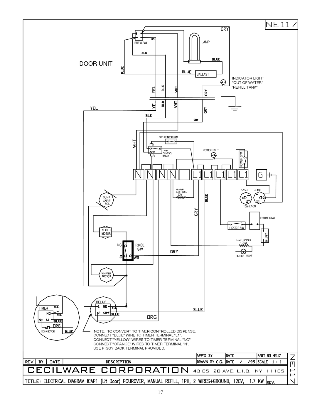 Cecilware ICAP-MINI, ICAP1-P, WHIPPER MINI specifications Door Unit 