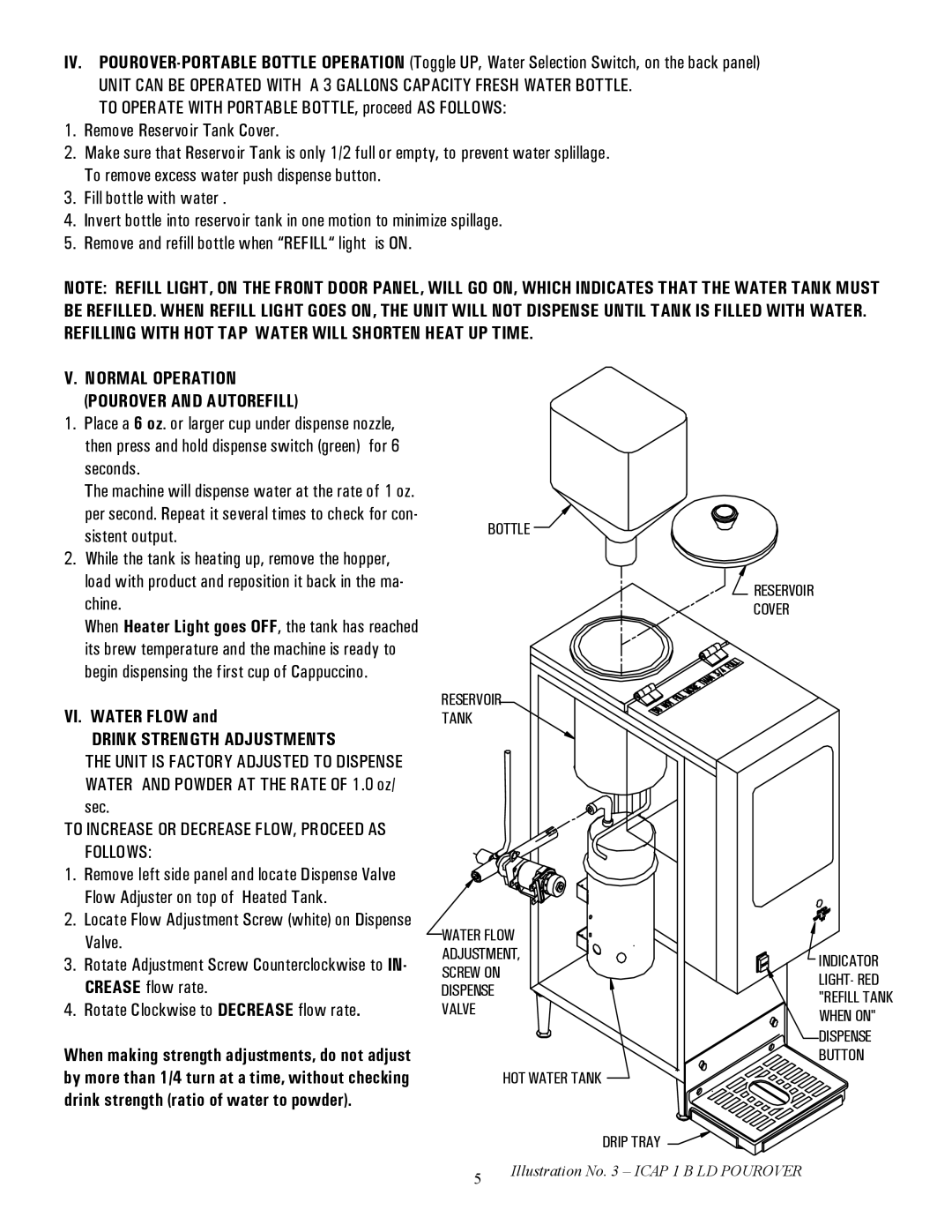 Cecilware ICAP-MINI, ICAP1-P, WHIPPER MINI Drink Strength Adjustments, To Increase or Decrease FLOW, Proceed AS Follows 