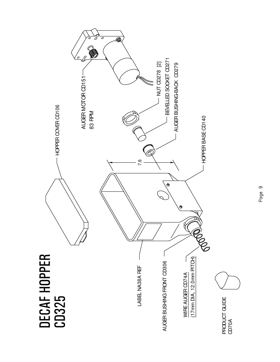 Cecilware JAVA 2-QB-DC, JAVA 2-QB-D2, JAVA 2-QB-D3, JAVA 2-QB-D1 manual Auger Motor CD151 83 RPM 