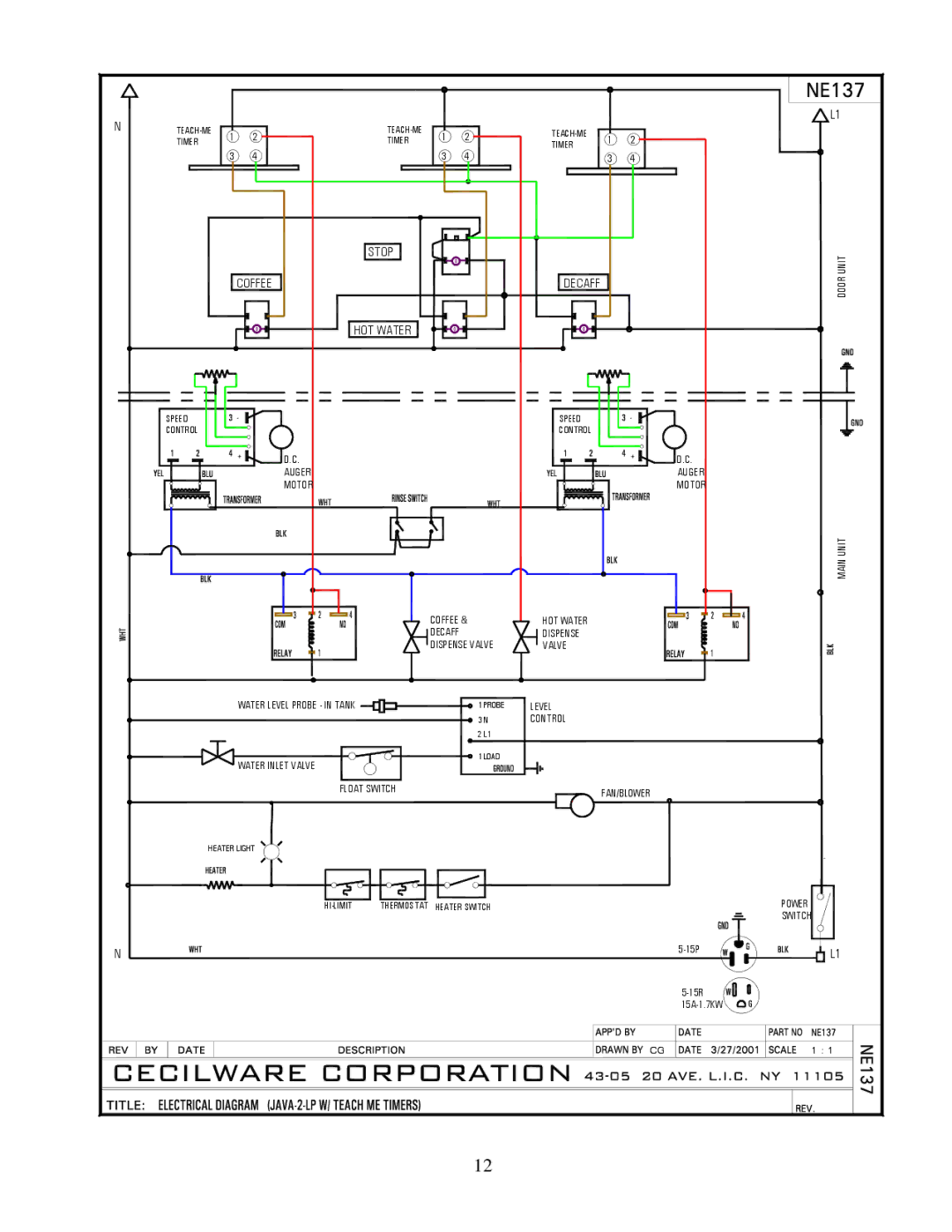 Cecilware JAVA2-LP specifications Stop 