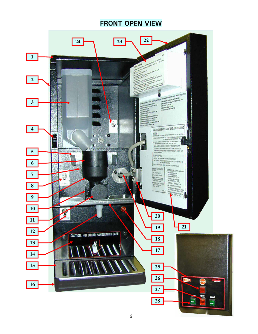 Cecilware JAVA2-LP specifications Front Open View 