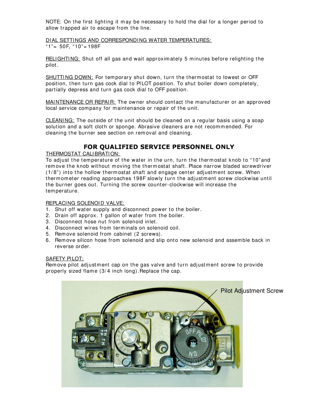 Cecilware ME15-GN, ME10-GN operation manual For Qualified Service Personnel only 