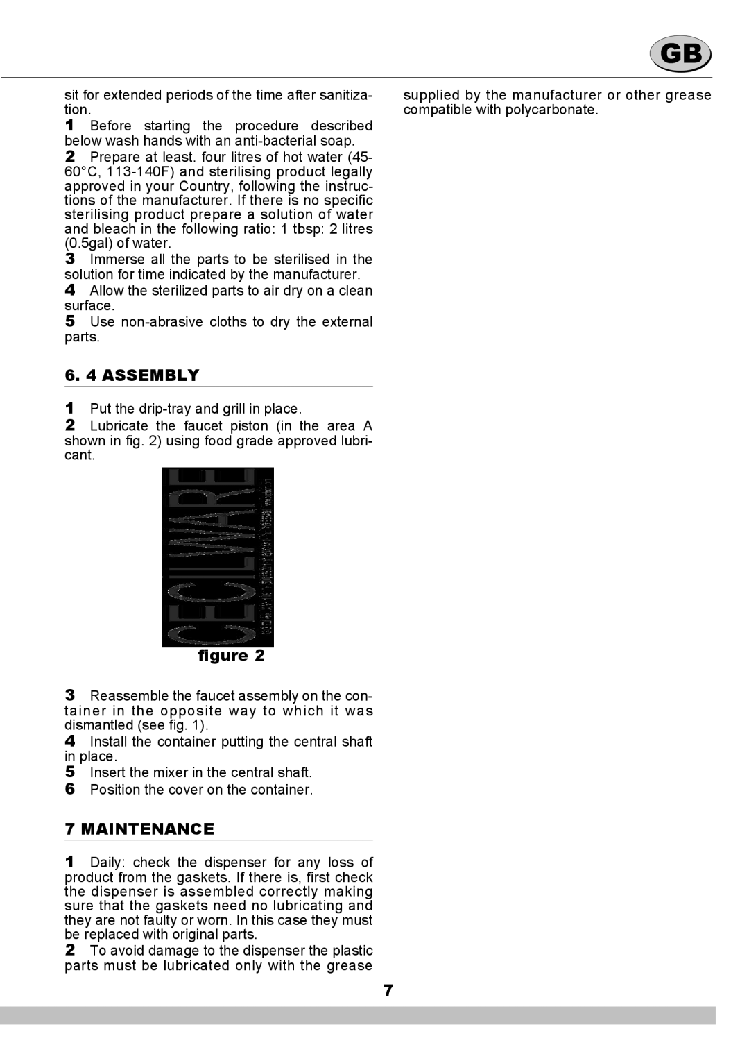 Cecilware NS18A manual Assembly, Maintenance 