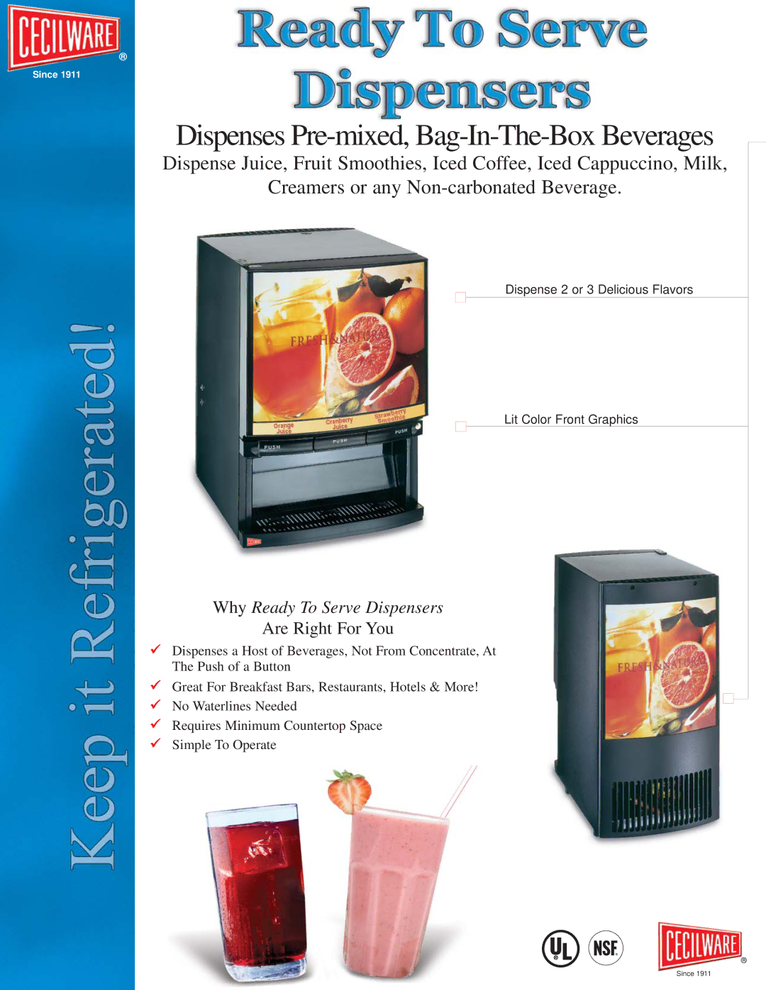 Cecilware manual Dispenses Pre-mixed, Bag-In-The-Box Beverages, Why Ready To Serve Dispensers, Are Right For You 