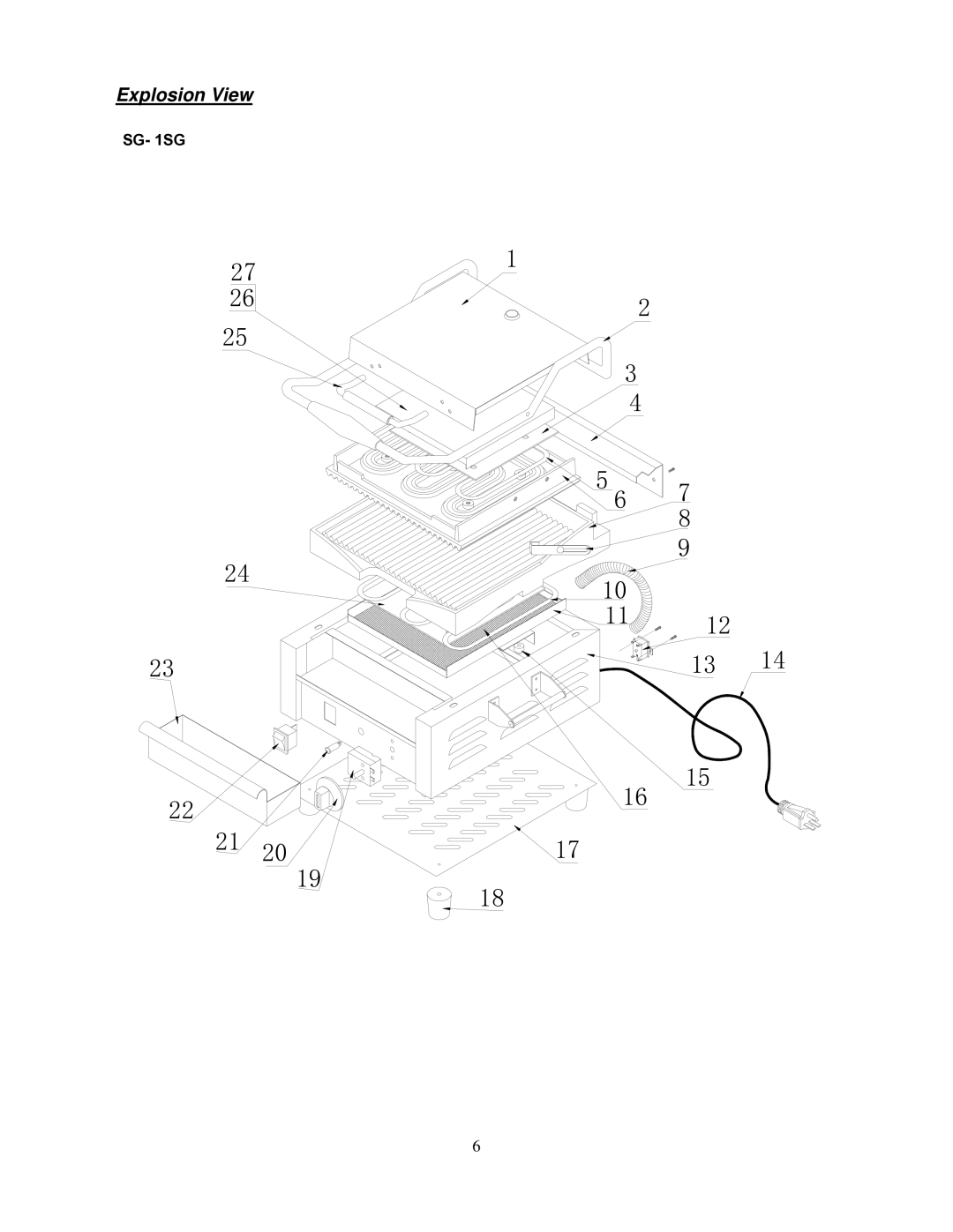 Cecilware SG-1SG operation manual Explosion View 