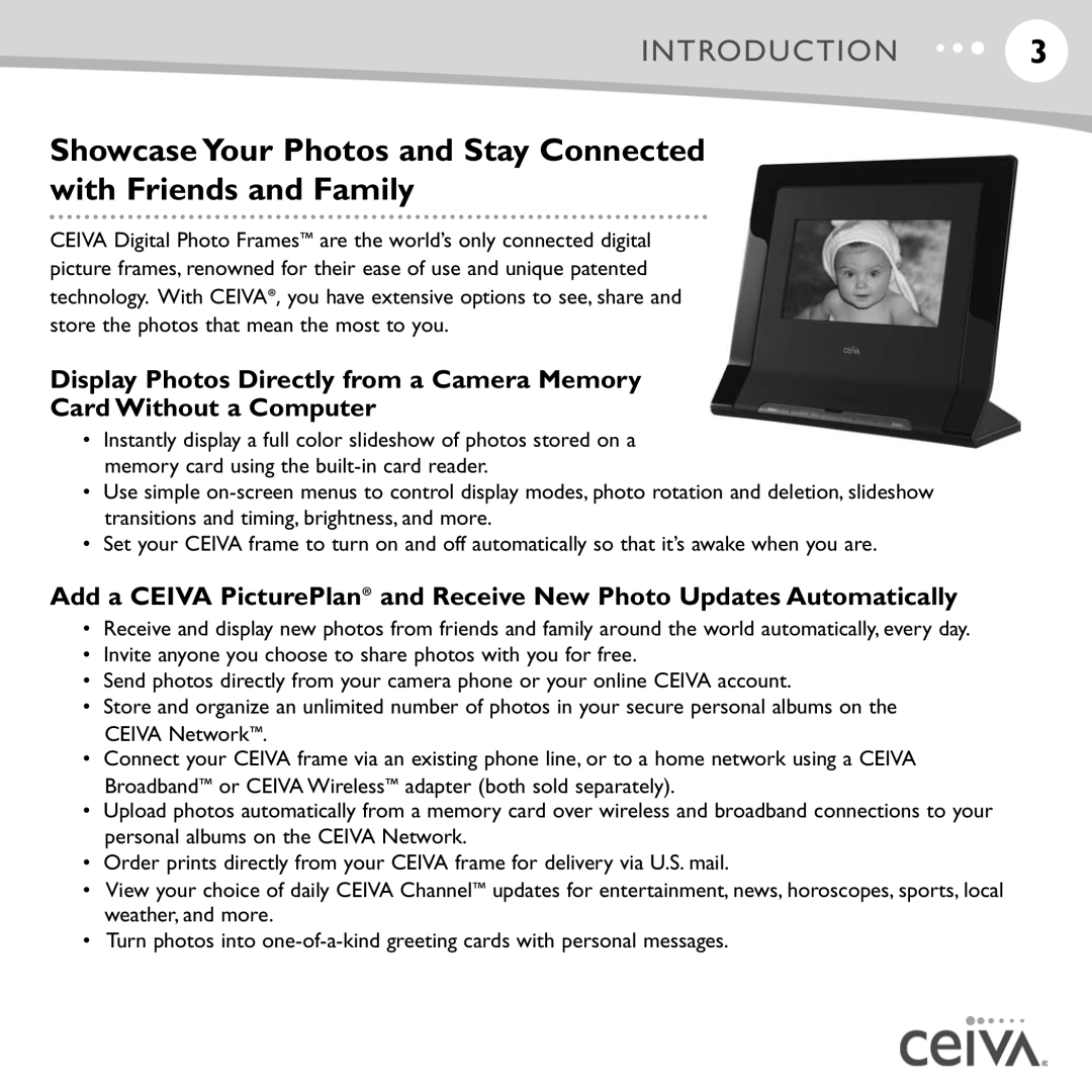 Ceiva LF4007, LF4008, ceiva digital photo frame manual Introduction 