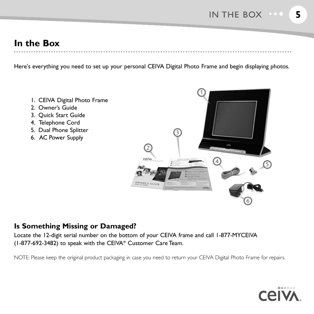 Ceiva LF4008, LF4007, ceiva digital photo frame manual Box, Is Something Missing or Damaged? 