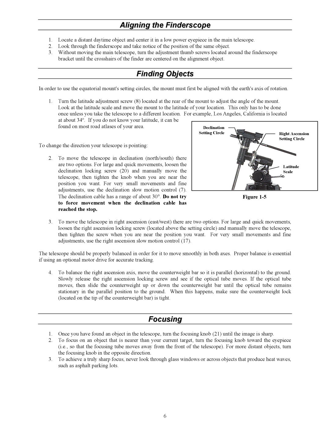 Celestron 114 manual Aligning the Finderscope, Finding Objects, Focusing 