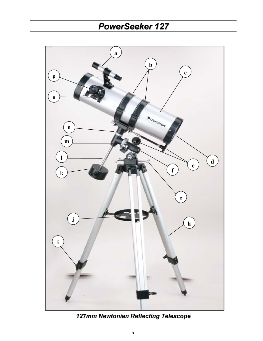 Celestron manual 127mm Newtonian Reflecting Telescope, PowerSeeker 