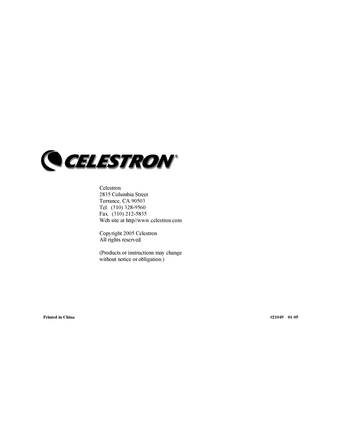 Celestron 127 manual #21049 