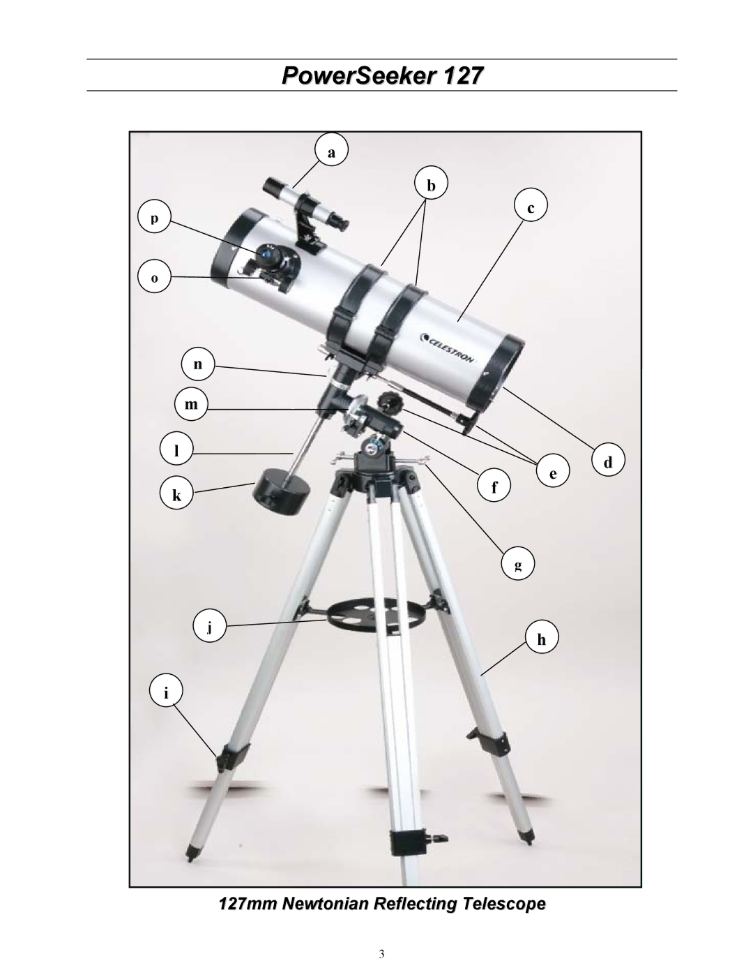 Celestron manual PowerSeeker, 127mm Newtonian Reflecting Telescope 