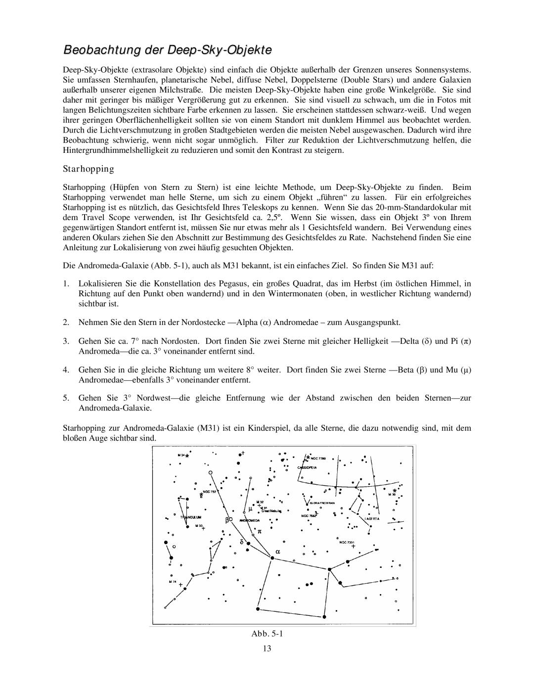 Celestron 21035 manual Beobachtung der Deep-Sky-Objekte, Starhopping 