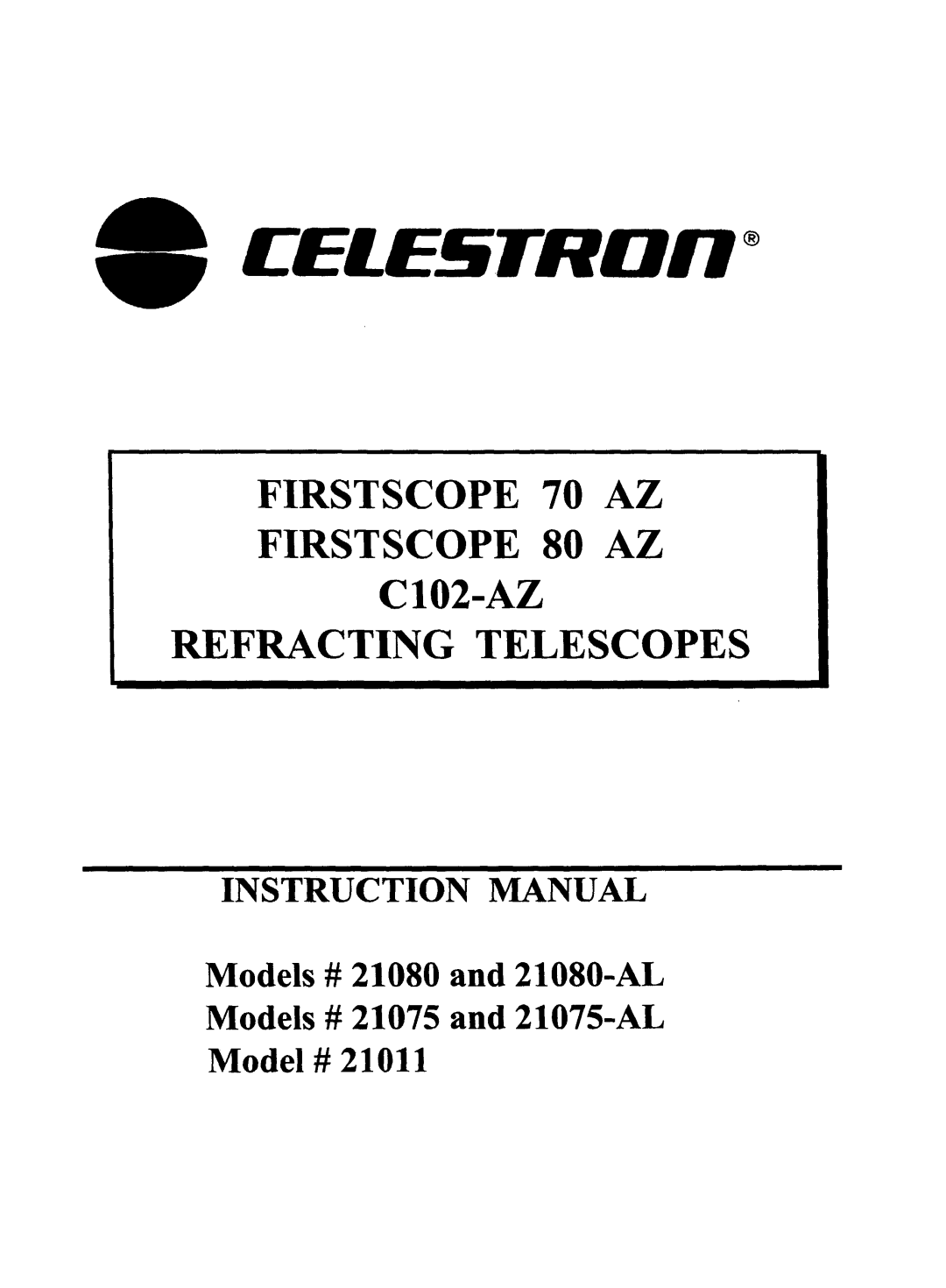 Celestron 21080-AL, 21075-AL, 21011 manual 